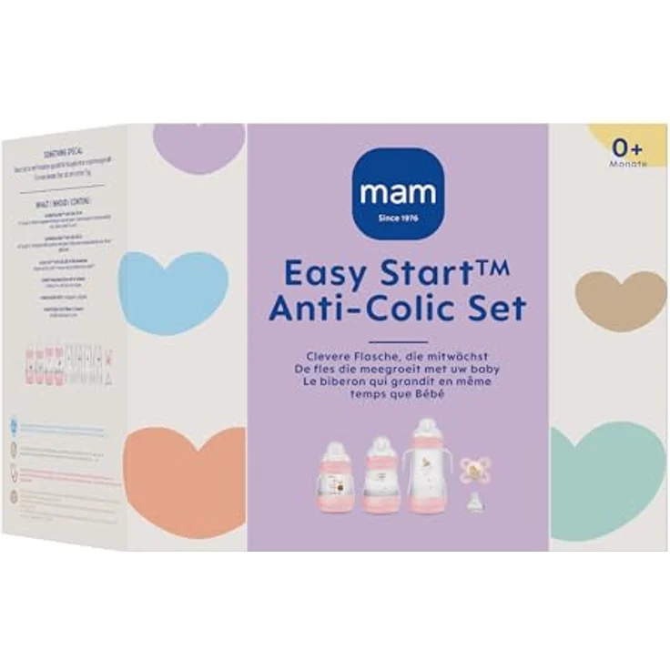 MAM Easy Start Anti-Colic Starter Set, mitwachsende Baby Erstausstattung mit Schnuller, Flaschen & Griffen, Baby Geschenk Set, ab Geburt, beige – Bild 2