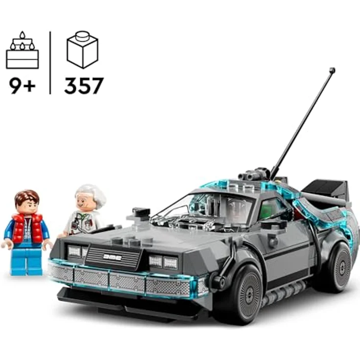 LEGO Speed Champions 77256, Zeitmaschine DeLorean aus Zurück in die Zukunft mit 2 Minifiguren Marty McFly und Doc Brown, Bau- und Spielset für Kinder ab 9 Jahren – Bild 2
