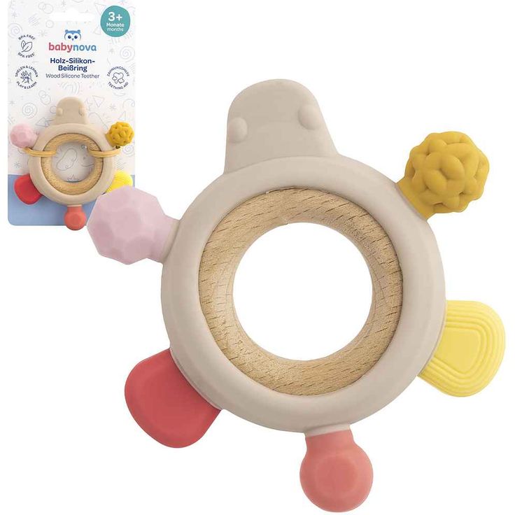 Babynova Holz-Silikon-Beißring Rose
