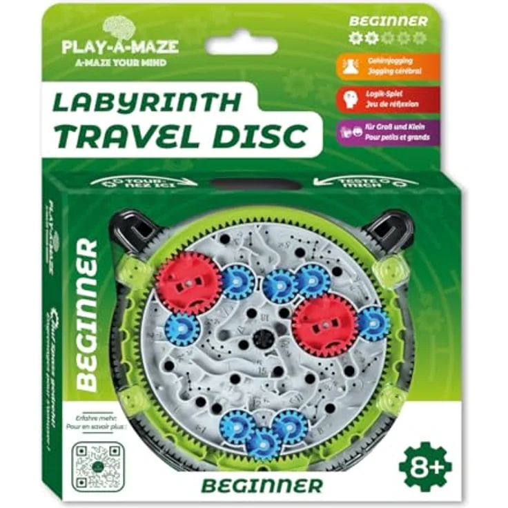 Carletto Labyrinth Travel Disc BEGINNER, Brettspiel zur Förderung der Konzentration und Geschicklichkeit
