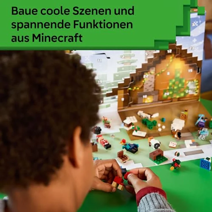LEGO Minecraft Adventskalender 2025, 24 baubare Überraschungen mit Minifiguren Alex und Steve, ausklappbare Spielmatte – Bild 3