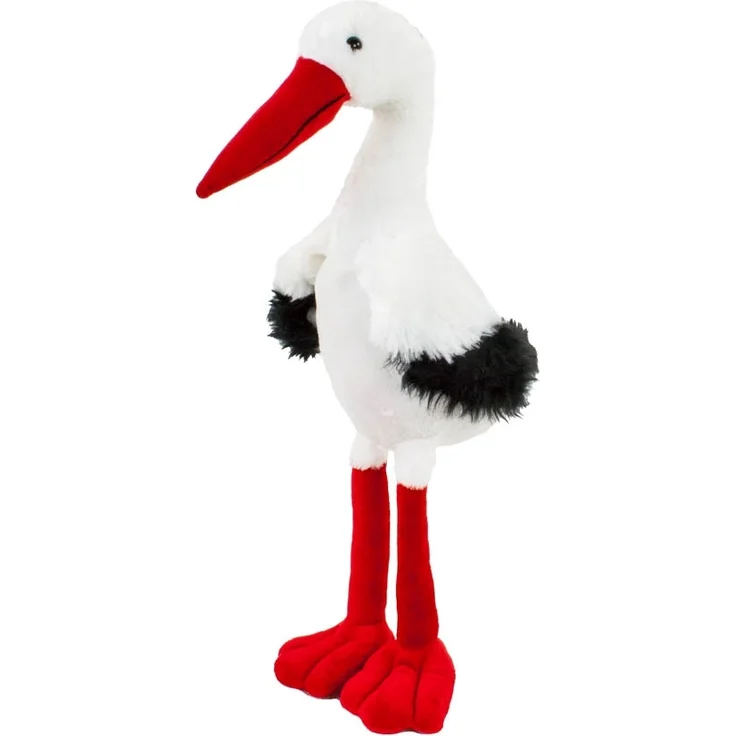 Inware Otto Schlenker-Storch, 55 cm, kuschelweicher Plüsch, weiß/schwarz/rot, waschbar bis 30 Grad