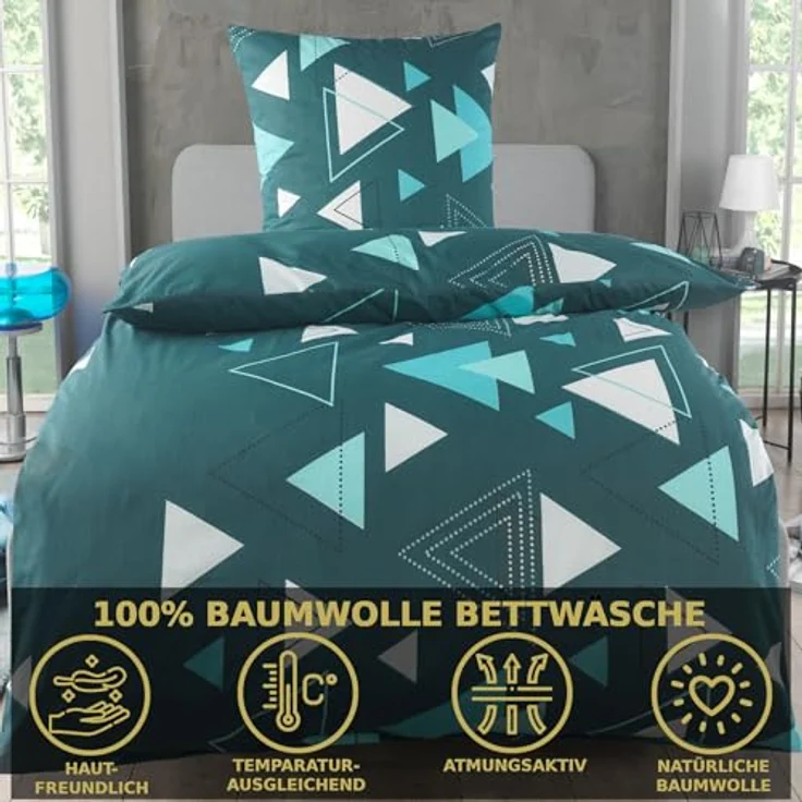 MALIKA Bettwäsche Set 155x220 cm, Baumwolle Renforcé, Oeko-TEX, Kissenbezug 80x80 cm, elegantes Rot, atmungsaktiv, für Allergiker geeignet – Bild 2