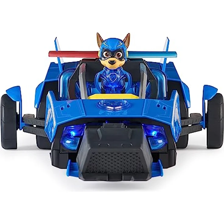 Spin Master Paw Patrol Deluxe Raketen-Fahrzeug mit Chase Figur, Film-inspiriertes Spielzeugauto mit spannender Fahrzeugverwandlung und Musik, blau – Bild 4