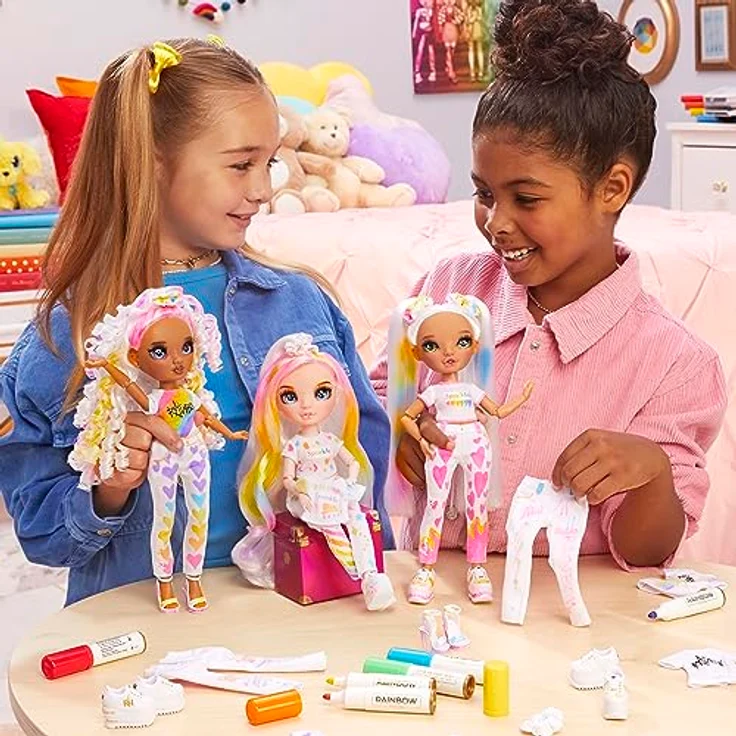 Rainbow High Color & Create DIY Modepuppe - Grüne Augen, Zöpfe, extra Top & Schuhe, abwaschbare Regenbogenstifte - Ausmalen, Gestalten, Spielen, Auswaschen - für Kinder von 4-12 Jahren und Sammler – Bild 3