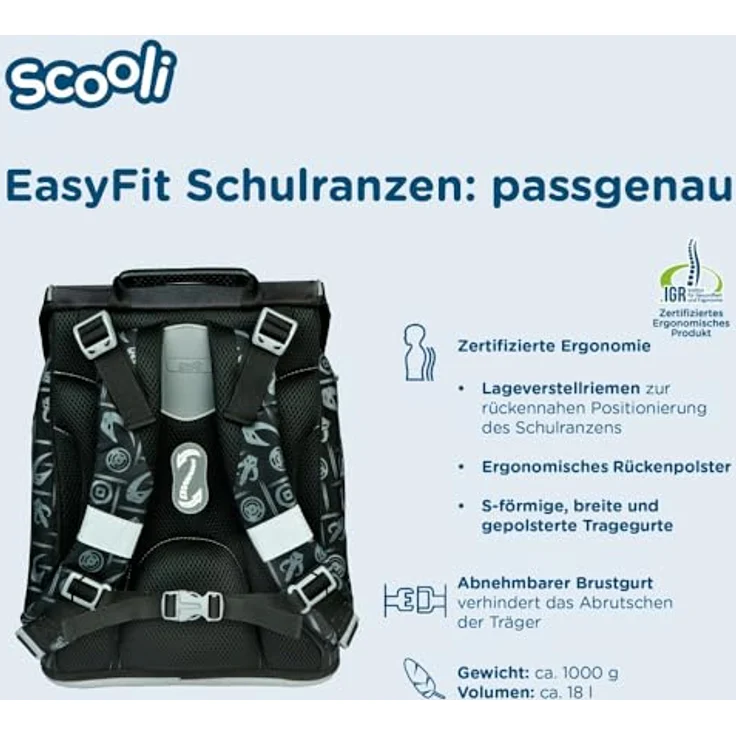 Scooli EasyFit Schulranzen-Set Star Wars, 5tlg. mit ergonomischer Passform und praktischer Innenaufteilung – Bild 4