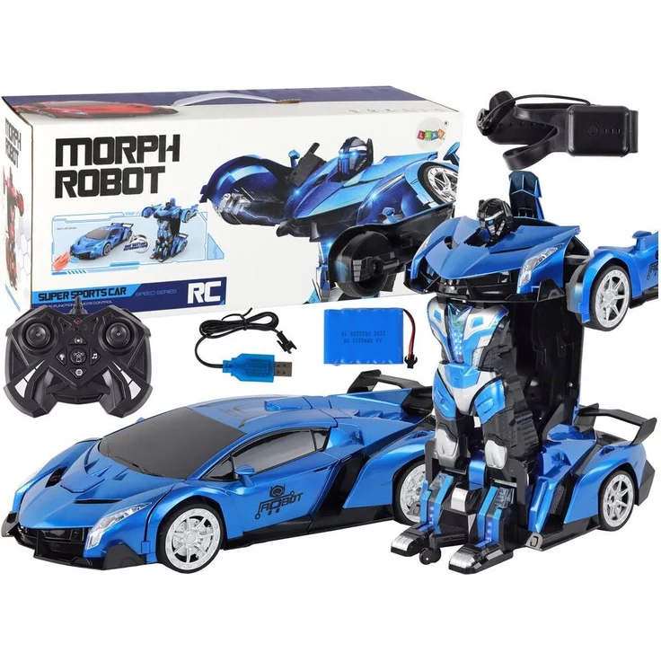 Wisam Auto-Roboter-Transformation R/C 1:10, Blau, mit Gestensteuerung und 800 mAh Akku