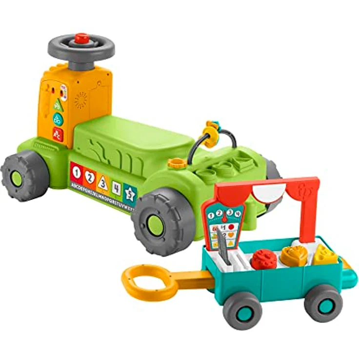 Fisher-Price Lernspaß 4-in-1 Markt-Traktor mit Smart-Stages-Lerninhalten, mehrsprachig, ab 9 Monaten zur Förderung der Feinmotorik, Rutschauto-Spielzeug – Bild 1