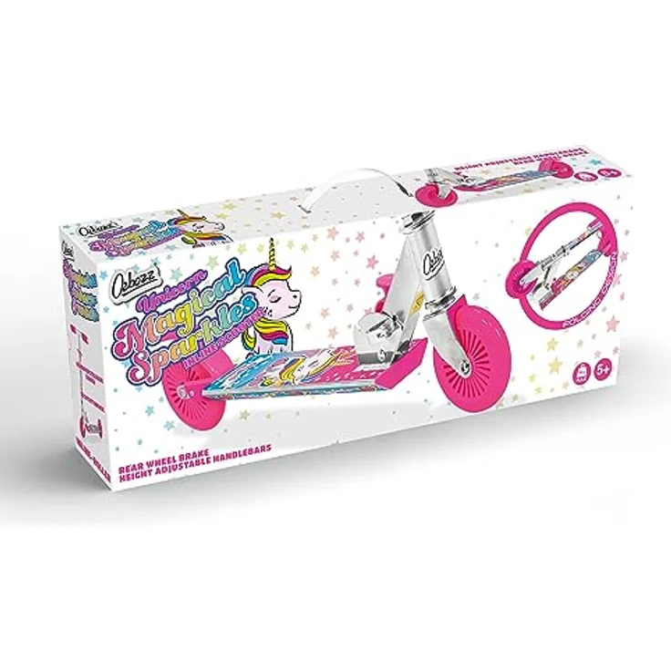 One for Fun Unicorn Magical Sparkles Scooter, faltbar und kompakt, in lebhaftem Blau – Bild 4