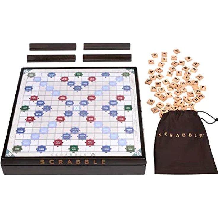 SCRABBLE Sonderedition zum 75. Jubiläum - Nachhaltiges Spielvergnügen mit FSC-zertifizierten Buchstabensteinen und Spielbrett, für die ganze Familie und Wortliebhaber, HPK86 – Bild 5