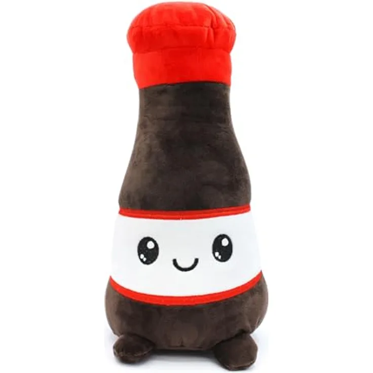 Joytoy Plushi Soja Soße Flasche, kuschelweiches Plüschtier 14x14x30 cm, mehrfarbig, braun, rot