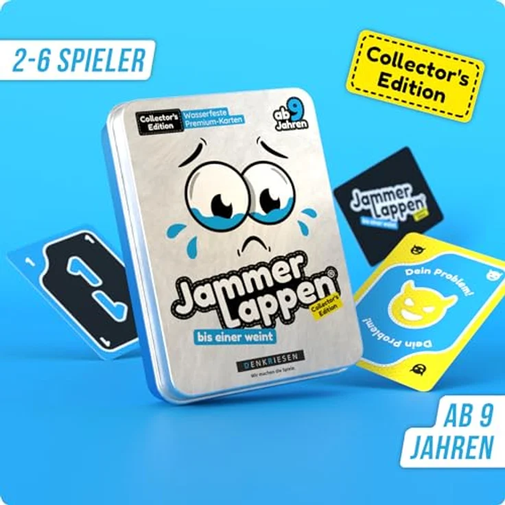DENKRIESEN JAMMERLAPPEN® Collector's Edition, Kartenspiel | Wasserfest | Für 2-6 Spieler ab 9 Jahren | Hochwertige Metall-Box | Lustiges Familienspiel für Spieleabende – Bild 2