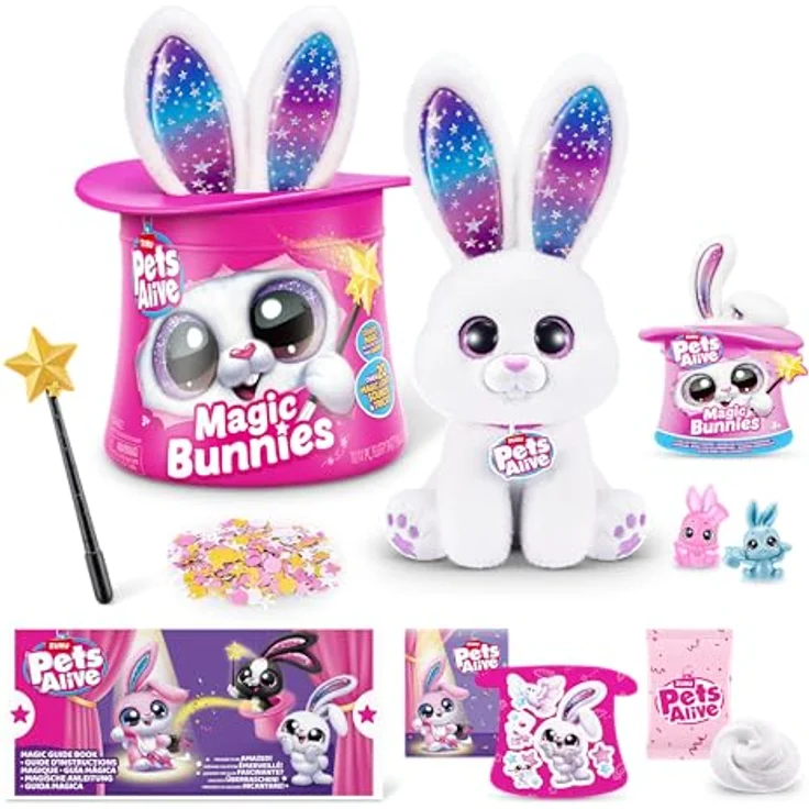 ZURU Zauberkasten Pets Alive Magic Bunnies, interaktives Zauberhase-Set in Weiß mit über 30 Zaubertricks und leuchtenden Ohren – Bild 1