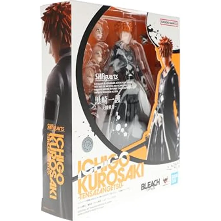 Bandai Bleach - Ichigo Kurosaki TensaZangetsu S.H.Figuart, bewegliche Sammelfigur im Bankai-Modus, 15 cm groß, inkl. 4 Gesichtsausdrücke und 3 Handpaare – Bild 3