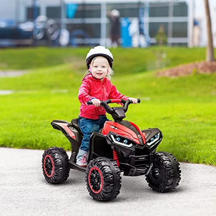 HOMCOM Elektro-Kinderquad Elektro-Quad, MP3-Musikplayer, USB-Anschluss, Belastbarkeit 25 kg, 3-6 km/h, Rot – Bild 2