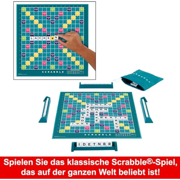 Mattel Games Scrabble Zwei in Eins - Doppelseitiges Brettspiel für schnelles, zwangloses und kooperatives Spiel, inklusive 50 Zielkarten für Scrabble Together, einfache Punktevergabe - Preisvergleich – Bild 5