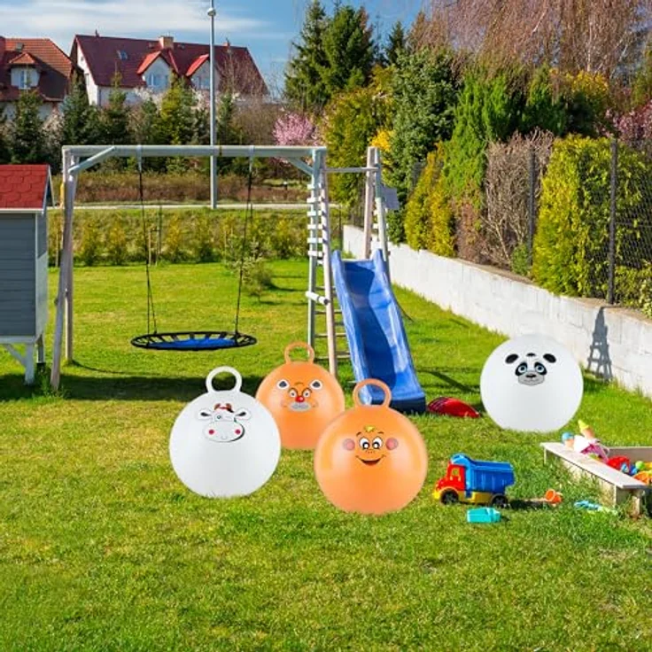 relaxdays Hüpfball für Kinder mit Tiermotiv, Panda, ca. 55 cm, PVC, phthalatfrei, für drinnen und draußen, max. Traglast 150 kg – Bild 3