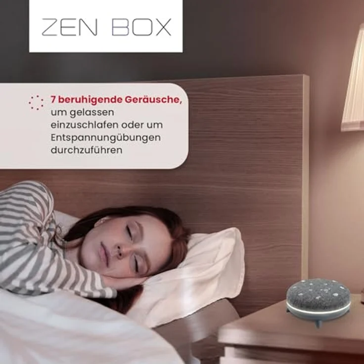 TERRAILLON Zen Box, Entspannungshilfe mit 7 beruhigenden Sounds, Bluetooth-Musikstreaming, 8 Lichteinstellungen, weiß, USB-C – Bild 3