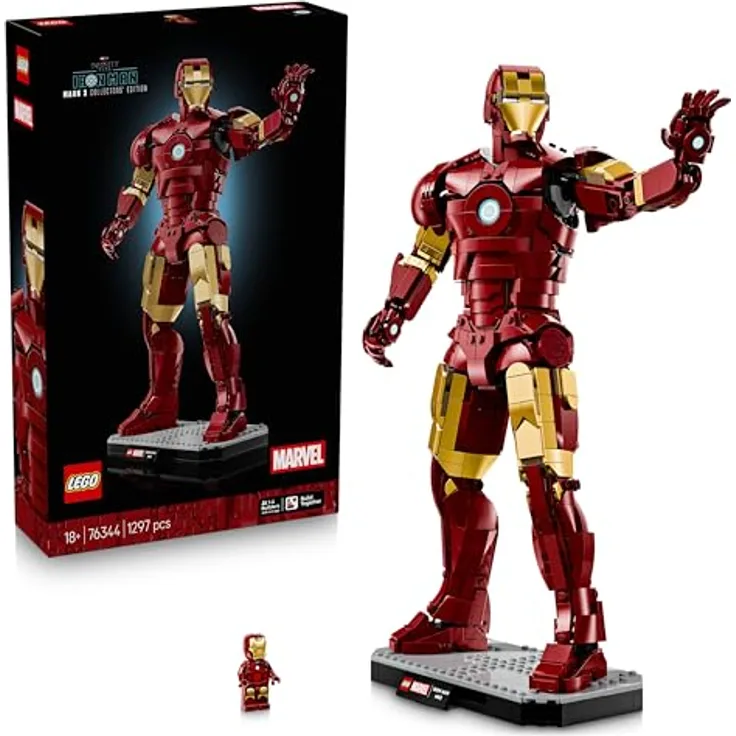 LEGO | Marvel Iron Man Mark 3 Sammleredition 76344 - Modellbau-Bauset für Erwachsene mit beweglicher Iron Man Figur, Ständer und Namensschild - Kreatives Geschenk für Fans der Infinity Saga