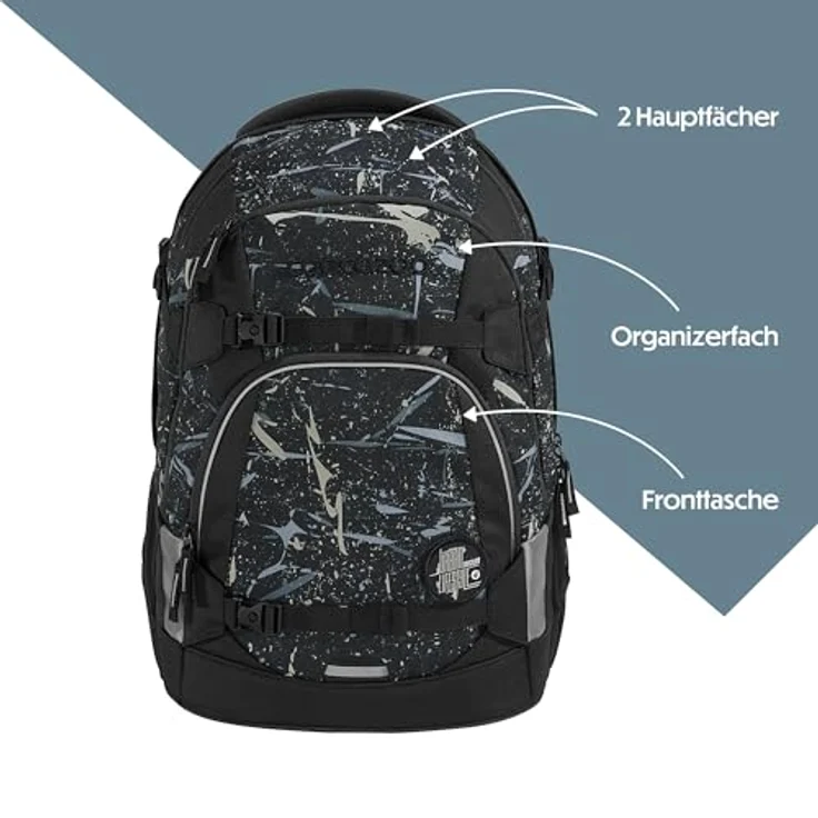 coocazoo Mate Special Edition, Schulrucksack mit Wasserabweisendem Polyester, höhenverstellbaren Schulterträgern und Air-Mesh-gepolstertem Rücken, schwarz – Bild 3