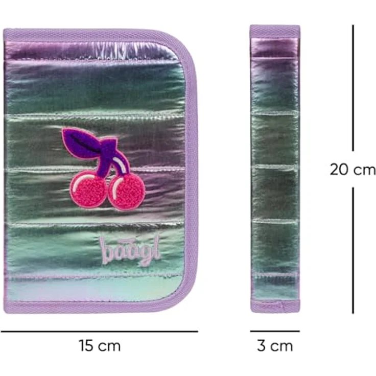 Baagl Federmäppchen für Mädchen - Einetagiges Schüleretui mit robustem YKK-Reißverschluss und Fächern für Schreibwaren - Lavender – Bild 5