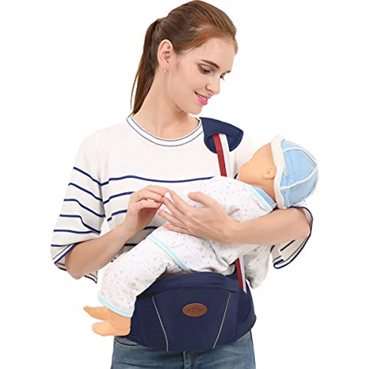 SONARIN Multifunktionaler Hipseat Baby Carrier Babytrage,Freie Größe,Kleinkind-Hüft-Sitzträger,Vorderer Träger-Gurt,4 tragende Positionen(Dunkelblau) – Bild 3