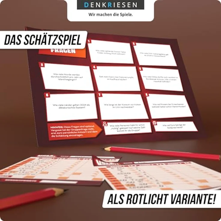 DENKRIESEN VOLL VERSCHÄTZT! Rotlicht Edition, Lustiges Schätzspiel mit 350 pikanten Fragen, DIN A4 Spielblock, Ab 16 Jahren, Ohne Internet – Bild 4