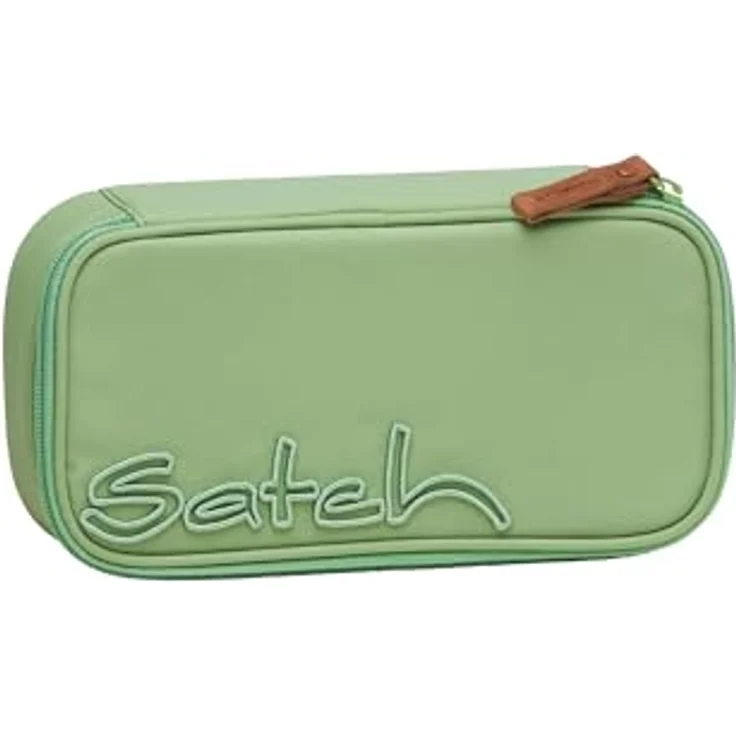 satch Schlamperbox extra groß inkl. Trennfach Reißverschlussfach Stiftehalter Geodreieck Sichtfenster für Stundenplan Nordic Jade Green - Hellgrün, Federmäppchen – Bild 1
