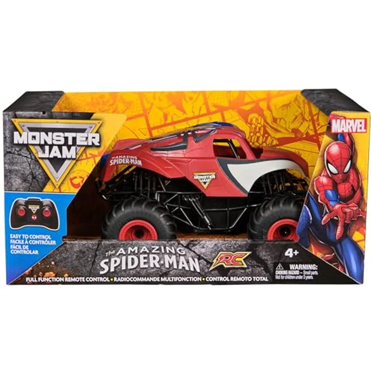 Monster Jam Marvel Spider-Man RC Truck, ferngesteuertes Fahrzeug im roten Spider-Man-Design, Maßstab 1:24, für drinnen und draußen, ab 3 Jahren – Bild 2