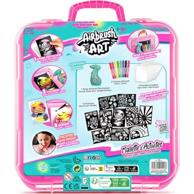 Canal Toys Airbrush Art Activity Case - Elektronisches Sprühgerät, Schablonen, Zeichenblätter, Koffer (Farbe: mehrfarbig) – Bild 4