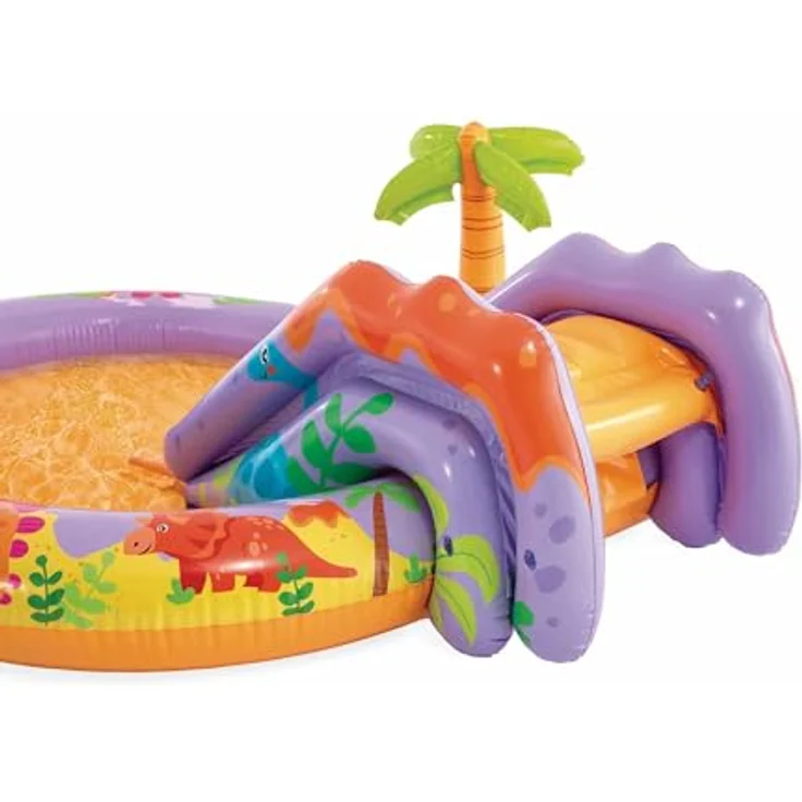 Intex Dino Park Wasserspielzentrum, aufblasbarer Dinosaurier mit Rutsche und Wassersprüher, 201 x 157 x 69 cm, für Kinder ab 2 Jahren, max. 54 kg, inkl. 6 Bälle – Bild 4