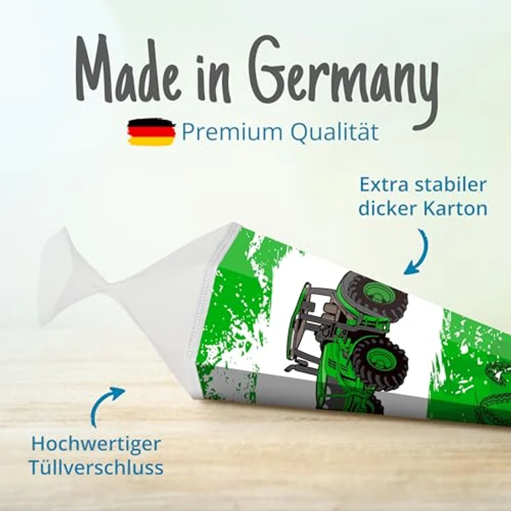 itenga Motiv Schultüte 85cm für Jungen, eckig mit Tüllverschluss, stabile Zuckertüte, Dinosaurier Motiv – Bild 5
