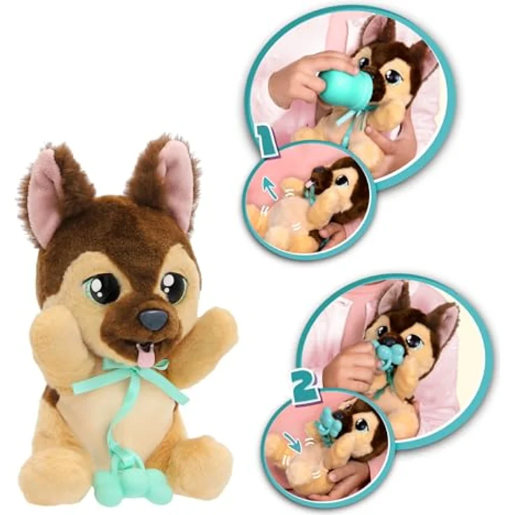 NoBrand Baby Paws Yummy, interaktives Plüschtier in Form eines Deutschen Schäferhundes, 17,5 cm, mehrfarbig, für Kinder ab 1,5 Jahren – Bild 2