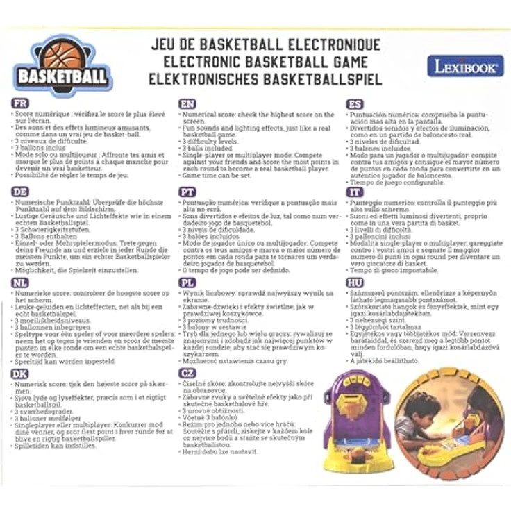 Lexibook JG910, Elektronisches Tisch-Basketballspiel mit Lichtern und Geräuschen, 3 Schwierigkeitsgrade, Einzel- und Mehrspielermodus, für Kinder ab 5 Jahren – Bild 8