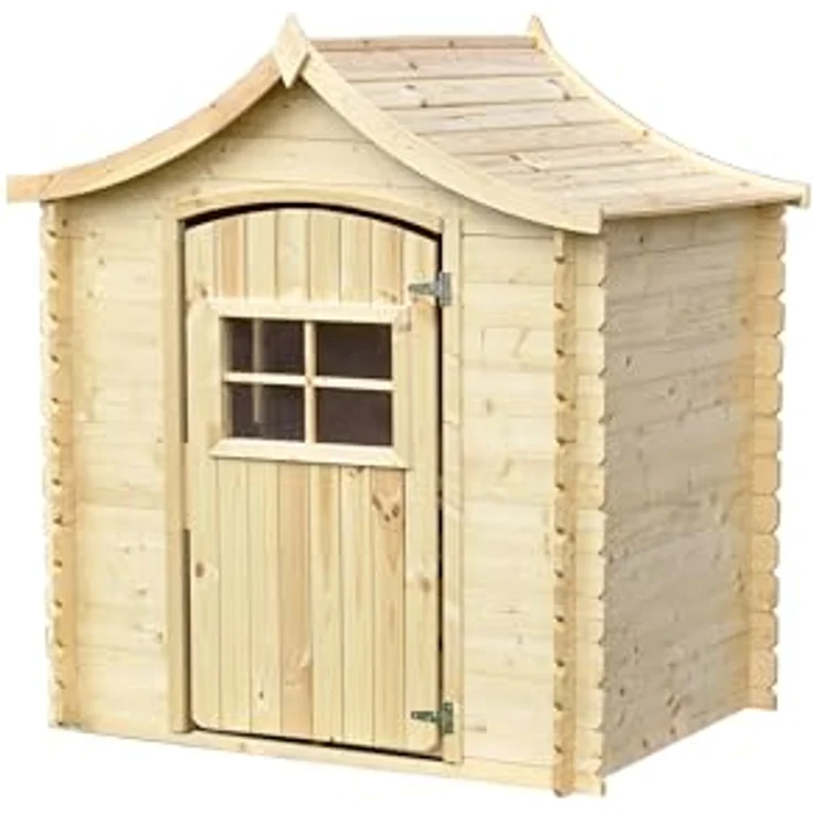 Timbela Kinderspielhaus M550-1, Holzspielhaus für Kinder im Freien, B112xL146xH152 cm, hell und luftig, individuelle Farbgestaltung möglich – Bild 1