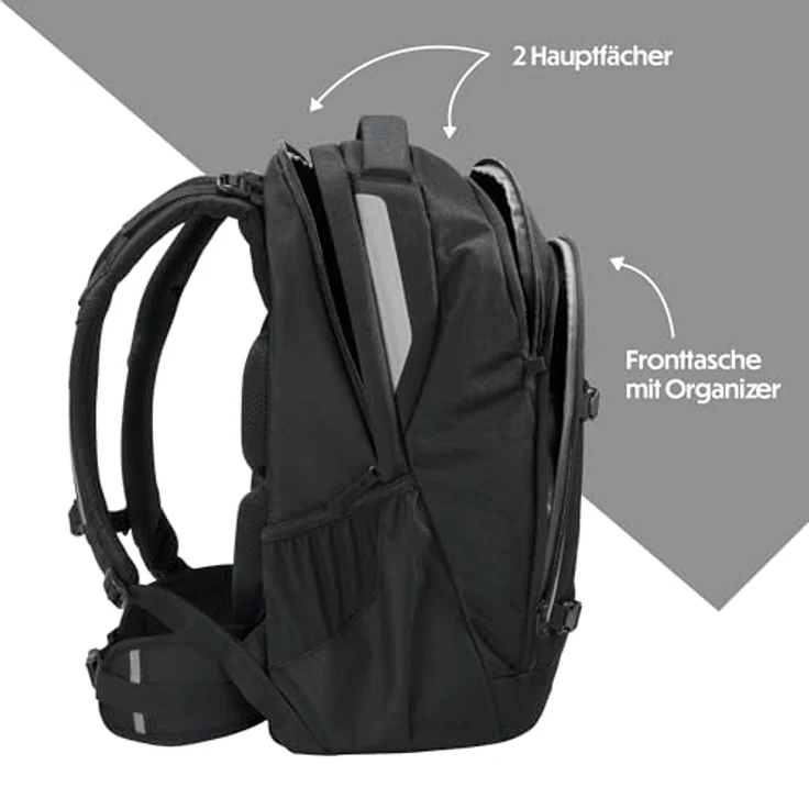 Coocazoo EVERY „Midnight Black“, ergonomischer Schulrucksack mit 30 Litern Volumen, höhenverstellbar, reflektierende Elemente, für die 3. Klasse – Bild 3