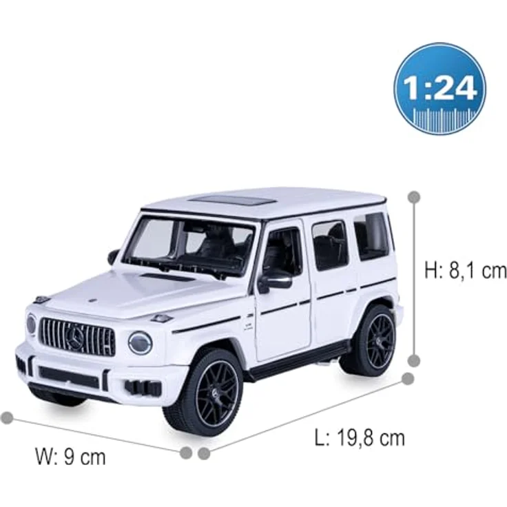 JAMARA Mercedes-AMG G 63 Diecast 1:24, Modellauto aus Metall in Weiß mit beweglichen Teilen und detailgetreuem Innenraum – Bild 3