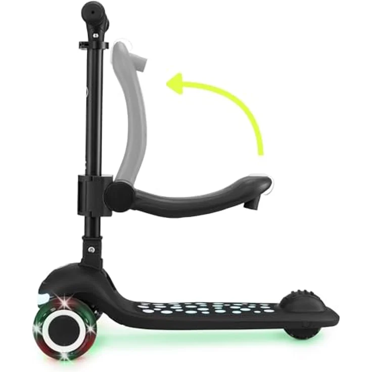 HyperMotion LUMI 3in1 Kinderroller mit LED-Beleuchtung, Sitz höhenverstellbar, klappbar, PolyurethanRäder, T-Bar Lenker, bis 50 kg, blau – Bild 7