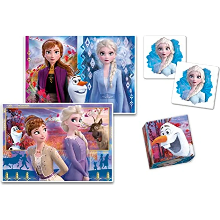 Clementoni Disney Frozen 2-4in1 Set, pädagogisches Spieleset mit 30 und 48-teiligem Puzzle, Memo und 6 Würfeln, für Kinder ab 3 Jahren – Bild 2