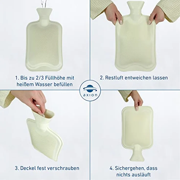Axion Wärmflasche mit Bezug, dunkelblauer Strick mit Herzen, 33 x 20 cm, ca. 2 Ltr., 100% Naturgummi - Preisvergleich – Bild 6