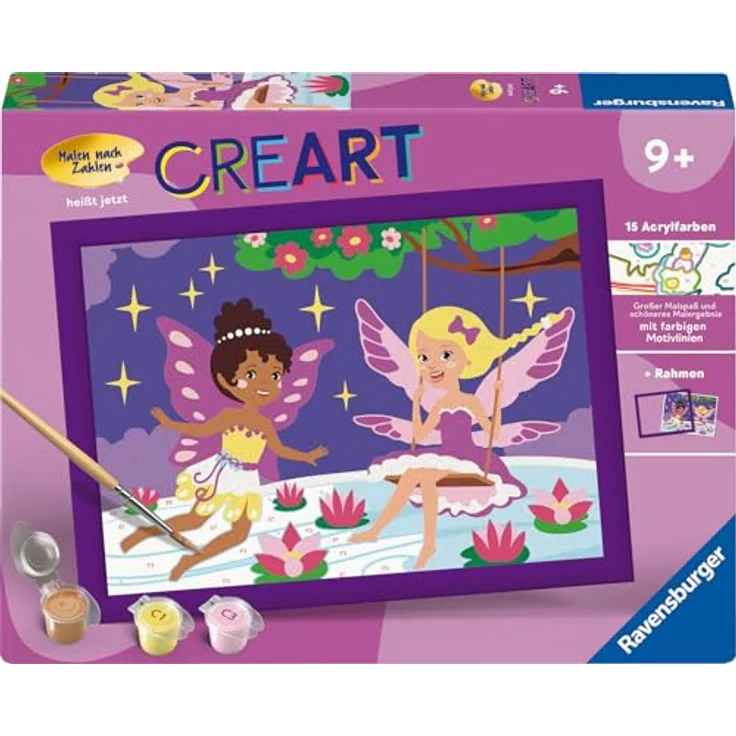 Ravensburger Malen nach Zahlen CreArt, Feen-Freundinnen, 15 Acrylfarben inklusive, Made in Europe – Bild 2