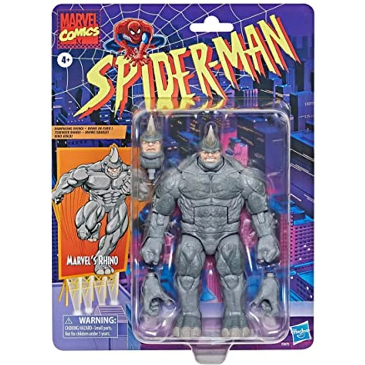 SPIDER-MAN Marvel's Rhino Retro Action-Figur, 15 cm große Sammelfigur mit 3 Zubehörteilen und Premium Beweglichkeit – Bild 3