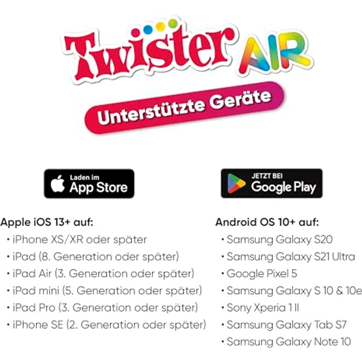 Hasbro Twister Air Spiel, AR Twister App Spiel, Verbindung mit Smart Geräten, Bewegungsspiel, ab 8 Jahren, Deutsche Version – Bild 2