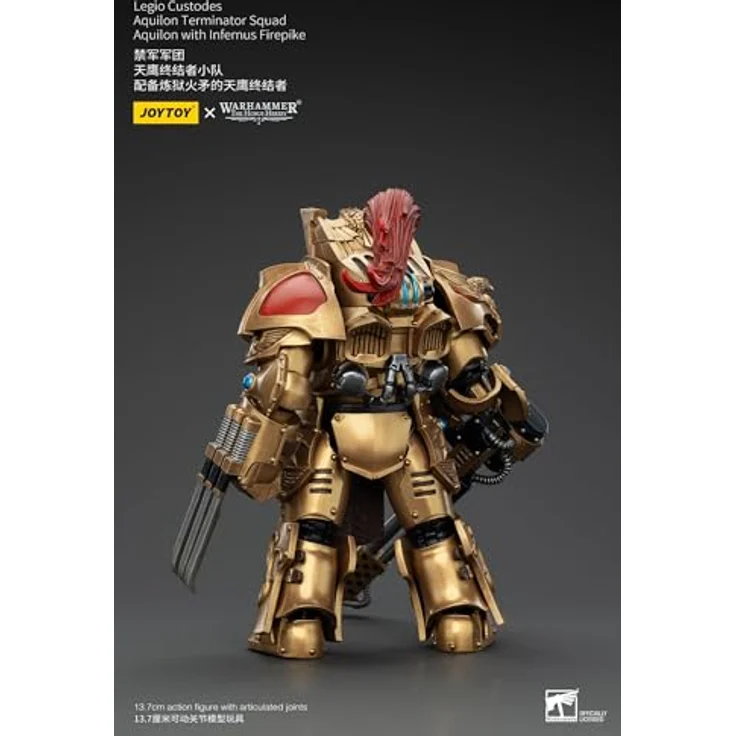 JOYTOY Warhammer The Horus Heresy Action Figure 1/18 Legio Custodes Aquilon Terminator Squad mit Infernus Firepike, 14 cm, beweglich und mit Zubehör – Bild 4