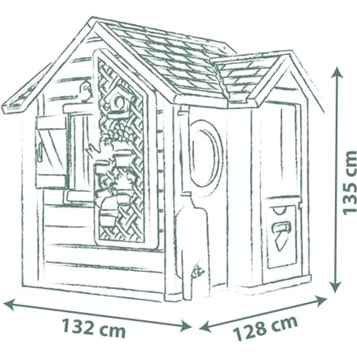 Smoby Life - Garten Spielhaus (128x132x135 cm), wetterfestes Outdoor-Kinderhaus aus 60% Recycling-Anteil mit Gärtnerzubehör für Kinder ab 2 Jahren – Bild 3