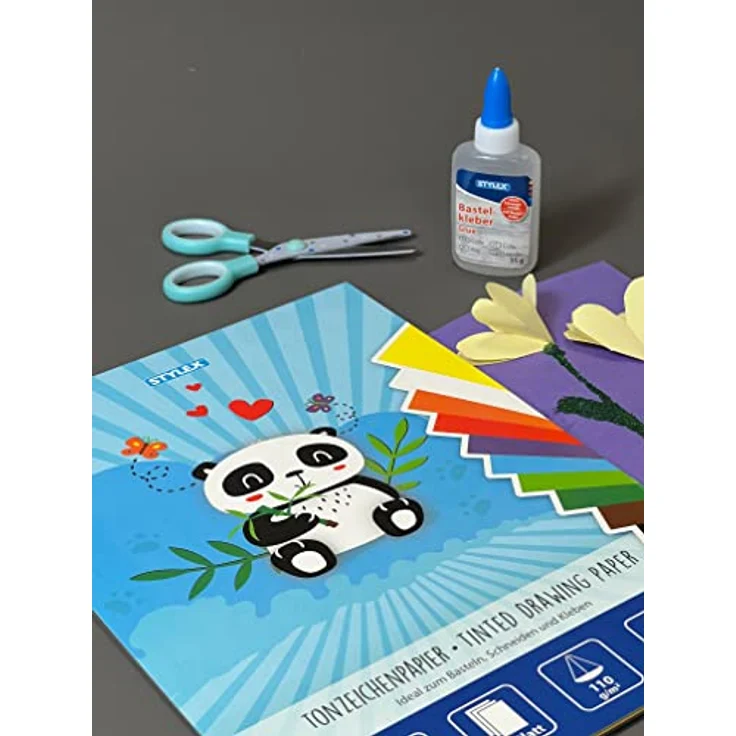 Stylex 46724 - Tonzeichenpapier, DIN A3, 110 g/m², 10 Blatt in 10 verschiedenen Farben, zum Basteln, Schneiden und Kleben – Bild 3