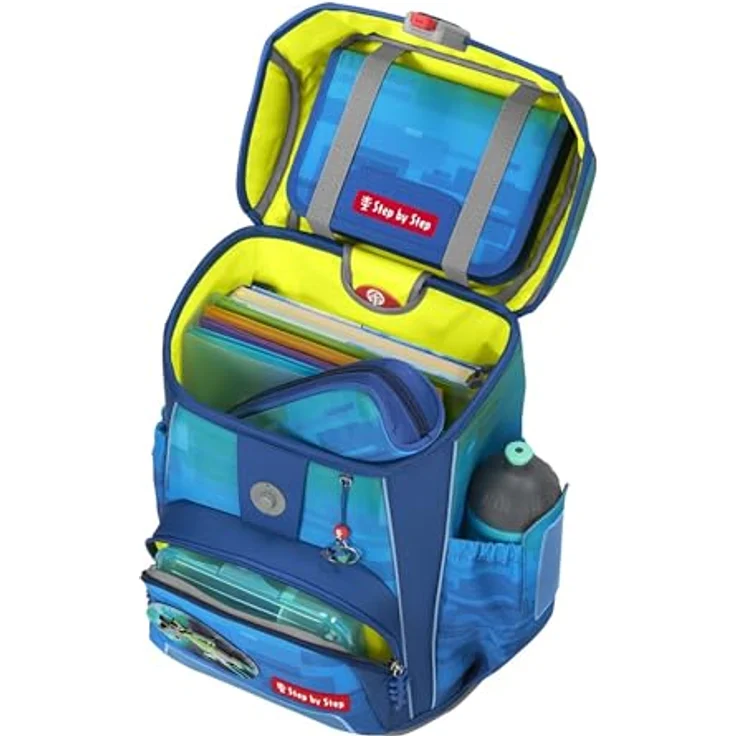 Step by Step Schulranzen-Set Cloud Ocean Space Craft Spike, 5-teilig, gelb-blau, ergonomischer Tornister mit Reflektoren, höhenverstellbar, Hüftgurt, 19l – Bild 5