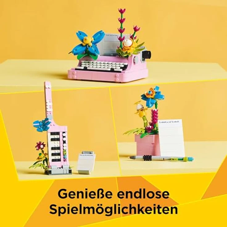 LEGO Creator 31169, Schreibmaschine mit Blumen, 3-in-1 Bausatz mit 363 Teilen für kreative Bauprojekte, Mehrfarbig – Bild 4