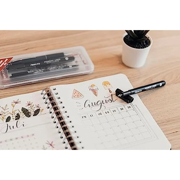 ARISTO Pigment Fineliner, Set mit 4 Stiften in Schwarz, Strichstärken 0,1 + 0,3 + 0,5 + 0,7 mm, lichtbeständig und wasserfest – Bild 6