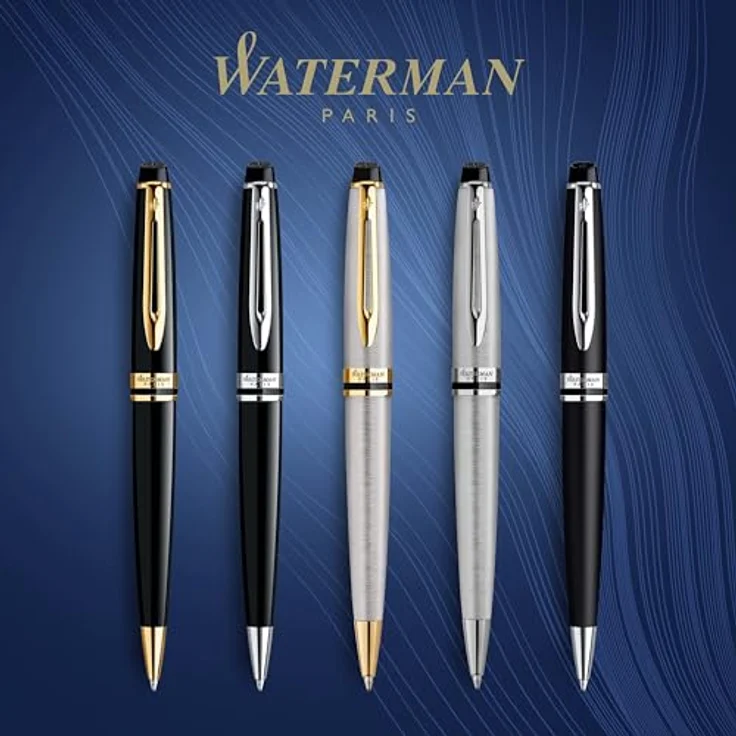 Waterman Füllfederhalter Kugelschreiber Expert M, Matt Schwarz C.C., Drehmechanik, blau, Geschenkbox – Bild 6